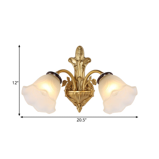 Milk Glass Bell Wall Light Sconce Vintage Stylish 1/2-Head Hallway Wall Mount Lamp in Brass Clearhalo 'Wall Lamps & Sconces' 'Wall Lights' Lighting' 275540