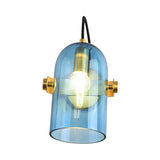 Retro Style Cloche Sconce Light 1 Bulb Amber/Blue/Smoke Gray Glass Bedroom Wall Mounted Lamp Kit in Brass Finish Clearhalo 'Cast Iron' 'Glass' 'Industrial' 'Modern wall lights' 'Modern' 'Tiffany' 'Traditional wall lights' 'Wall Lamps & Sconces' 'Wall Lights' Lighting' 275576