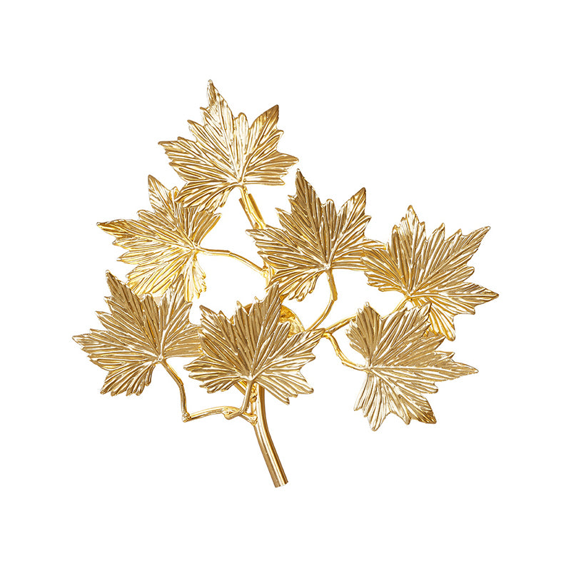 Gold 3 Lights Wall Mount Lamp Contemporary Style Aluminum Maple Leaf Sconce Light Fixture for Stairway Clearhalo 'Wall Lamps & Sconces' 'Wall Lights' Lighting' 275670