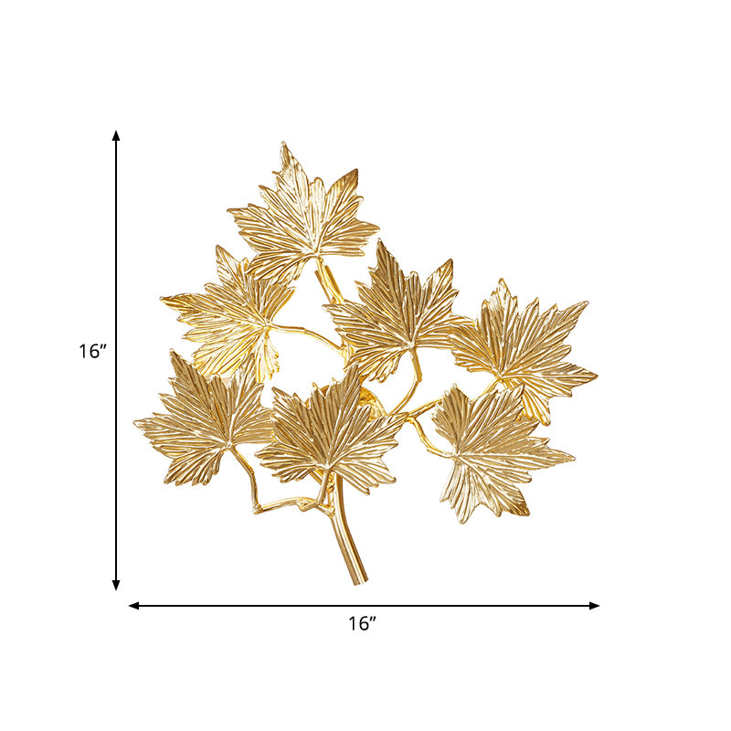 Gold 3 Lights Wall Mount Lamp Contemporary Style Aluminum Maple Leaf Sconce Light Fixture for Stairway Clearhalo 'Wall Lamps & Sconces' 'Wall Lights' Lighting' 275671