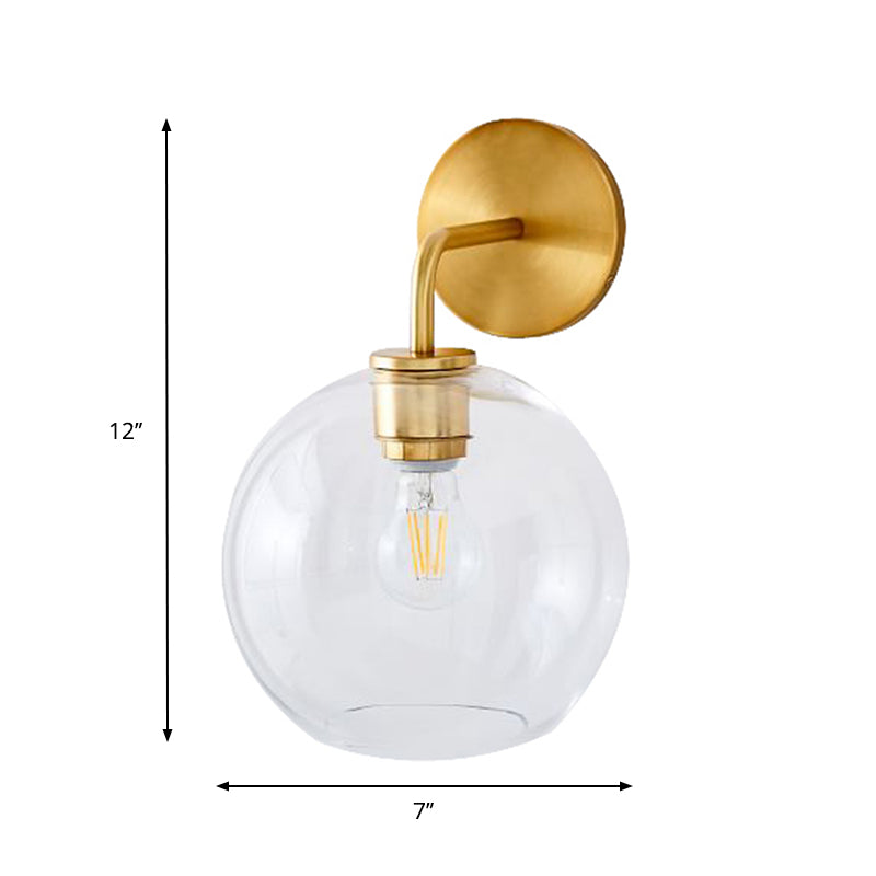 Clear/White Glass Orb Sconce Light Post Modern Single Light Wall Sconce with Brass Arm Clearhalo 'Cast Iron' 'Glass' 'Industrial' 'Modern wall lights' 'Modern' 'Tiffany' 'Traditional wall lights' 'Wall Lamps & Sconces' 'Wall Lights' Lighting' 275704