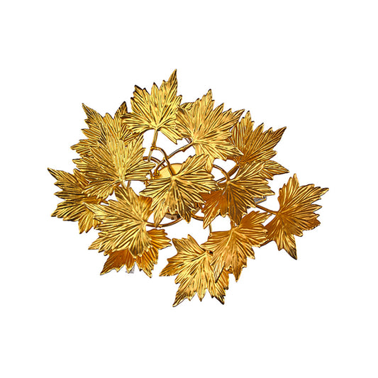 Aluminum Gold Wall Mount Lighting Maple Leaf 4 Lights Modernist Style Wall Lamp for Bedroom Clearhalo 'Wall Lamps & Sconces' 'Wall Lights' Lighting' 275708