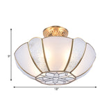 Gold Dome Ceiling Lighting Classic Metal 3 Lights Living Room Semi Flush Mount with White Beveled Glass Shade Clearhalo 'Ceiling Lights' 'Close To Ceiling Lights' 'Close to ceiling' 'Semi-flushmount' Lighting' 275725