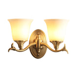 Bell White Glass Wall Light Fixture Modernism Style 1/2-Head Living Room Wall Lamp in Brass Clearhalo 'Wall Lamps & Sconces' 'Wall Lights' Lighting' 275746