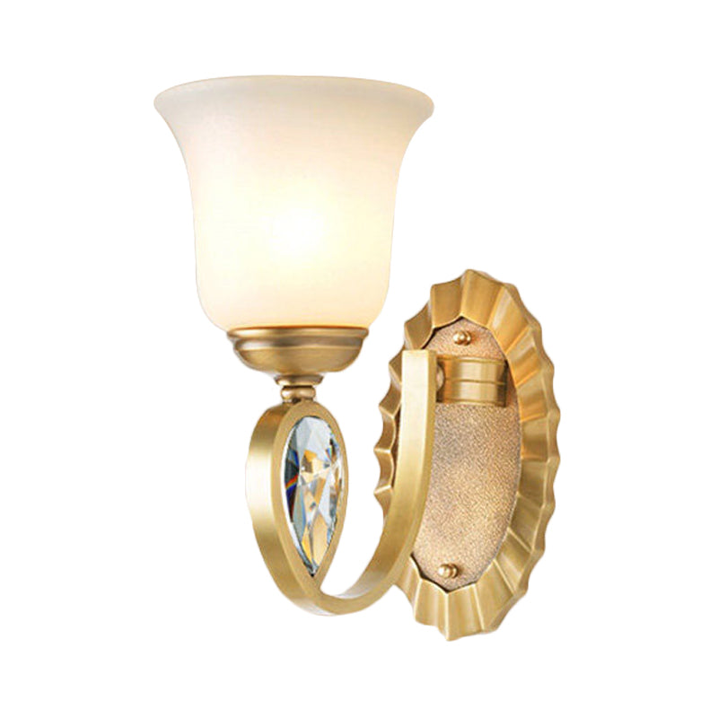 Modernism Bell Wall Mount Lamp 1/2-Light White Glass and Metal Wall Sconce in Brass for Foyer Clearhalo 'Wall Lamps & Sconces' 'Wall Lights' Lighting' 275802