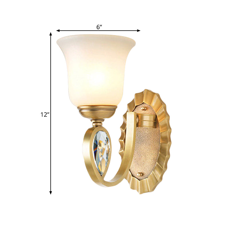 Modernism Bell Wall Mount Lamp 1/2-Light White Glass and Metal Wall Sconce in Brass for Foyer Clearhalo 'Wall Lamps & Sconces' 'Wall Lights' Lighting' 275803