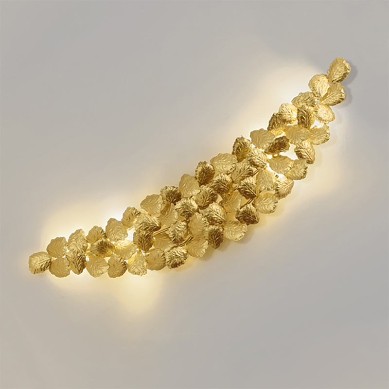 Golden 6 Bulbs Wall Sconce Lamp Modern Style Aluminum Leaf Design Wall Lighting for Living Room Clearhalo 'Wall Lamps & Sconces' 'Wall Lights' Lighting' 275822