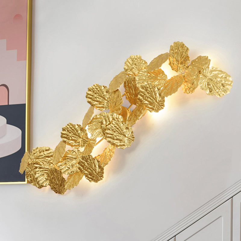 Contemporary Leaf Design Wall Sconce Fixture 6 Lights Aluminum Wall Mount Light in Gold for Living Room Clearhalo 'Wall Lamps & Sconces' 'Wall Lights' Lighting' 275827