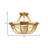 4 Lights Bowl Semi Flush Lighting Traditional Brass Metal Semi-Flush Mount for Dining Room Clearhalo 'Ceiling Lights' 'Close To Ceiling Lights' 'Close to ceiling' 'Semi-flushmount' Lighting' 275936