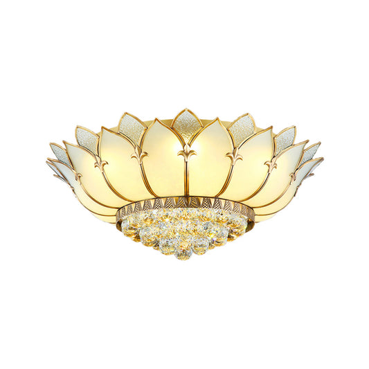 Gold Scalloped Flush Mount Fixture Classic Opal Glass 6 Lights Living Room Flushmount Lighting Clearhalo 'Ceiling Lights' 'Close To Ceiling Lights' 'Close to ceiling' 'Flush mount' Lighting' 275942