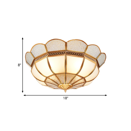 4-Light Flushmount Lighting Traditional Flower Milky Glass Ceiling Flush Mount in Gold for Bedroom Clearhalo 'Ceiling Lights' 'Close To Ceiling Lights' 'Close to ceiling' 'Flush mount' Lighting' 275948