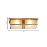 Brass Rectangle Flush Mount Fixture Classic Frosted Glass 4 Lights Living Room Flush Light Clearhalo 'Ceiling Lights' 'Close To Ceiling Lights' 'Close to ceiling' 'Flush mount' Lighting' 276015