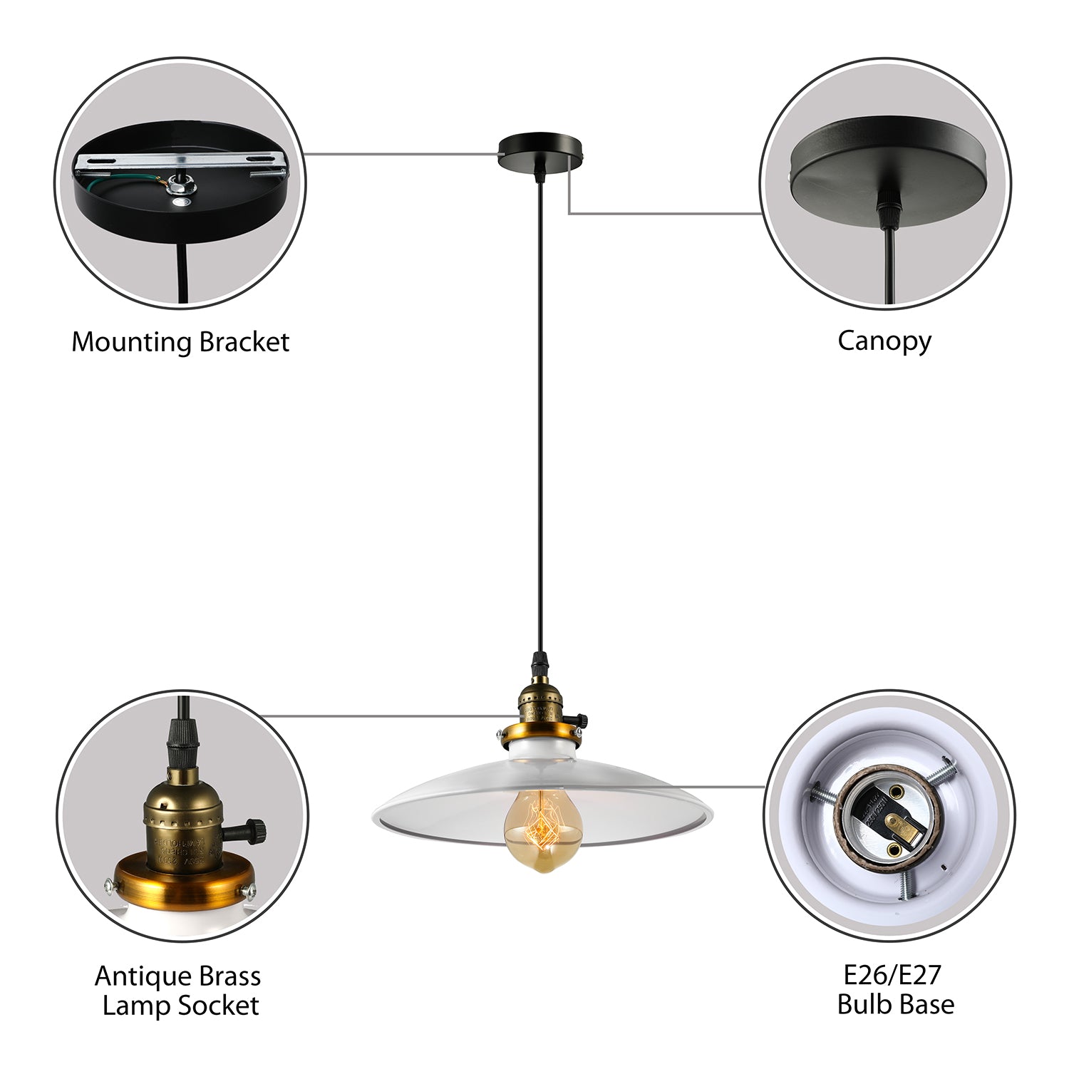 1 Light Pendant Ceiling Light Industrial Style Saucer Metal Hanging Light in Black/White for Living Room Clearhalo 'Art Deco Pendants' 'Black' 'Cast Iron' 'Ceiling Lights' 'Ceramic' 'Crystal' 'Industrial Pendants' 'Industrial' 'Metal' 'Middle Century Pendants' 'Pendant Lights' 'Pendants' 'Rustic Pendants' 'Tiffany' Lighting' 2761