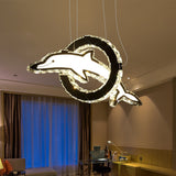 Dolphin Chandelier Lighting Contemporary Crystal LED Chrome Hanging Light Fixture in White/Warm/Natural Light Chrome Natural Clearhalo 'Ceiling Lights' 'Chandeliers' 'Modern Chandeliers' 'Modern' Lighting' 276160