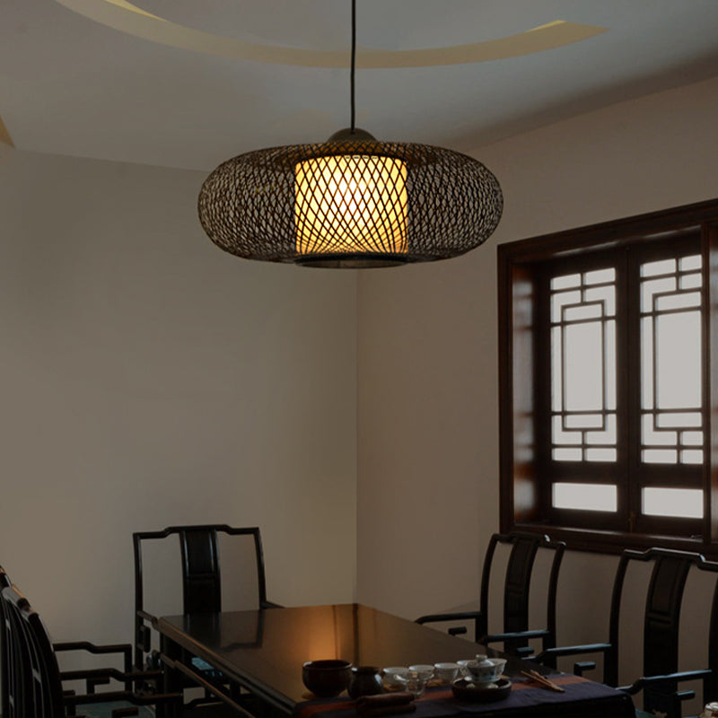 Bamboo Donut Ceiling Lamp Modern 1 Bulb Hanging Pendant Light in Black/Wood for Living Room Clearhalo 'Ceiling Lights' 'Modern Pendants' 'Modern' 'Pendant Lights' 'Pendants' Lighting' 276169