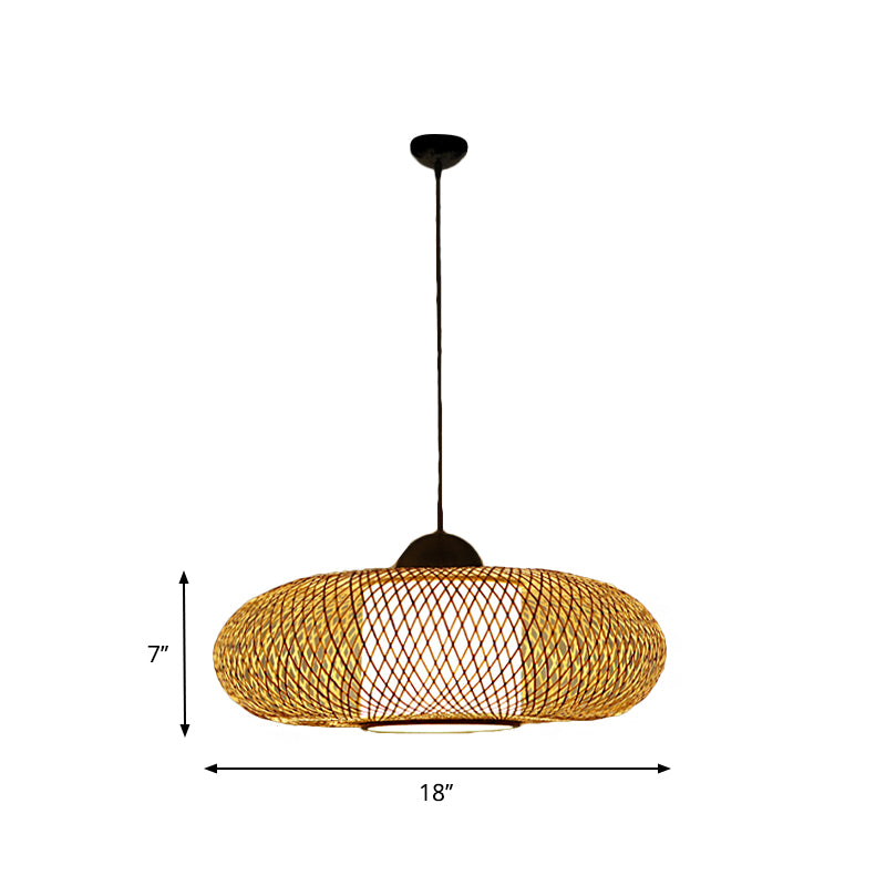 Bamboo Donut Ceiling Lamp Modern 1 Bulb Hanging Pendant Light in Black/Wood for Living Room Clearhalo 'Ceiling Lights' 'Modern Pendants' 'Modern' 'Pendant Lights' 'Pendants' Lighting' 276178