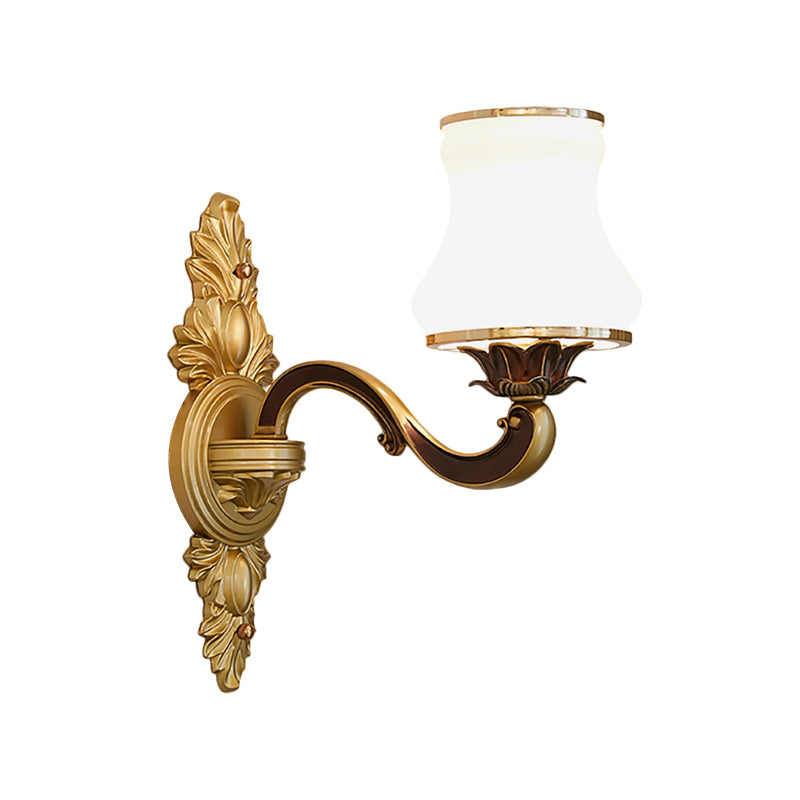 Bell Living Room Wall Lamp Traditional Stylish Milk Glass and Metal 1/2-Head Gold Finish Wall Sconce Clearhalo 'Wall Lamps & Sconces' 'Wall Lights' Lighting' 276241