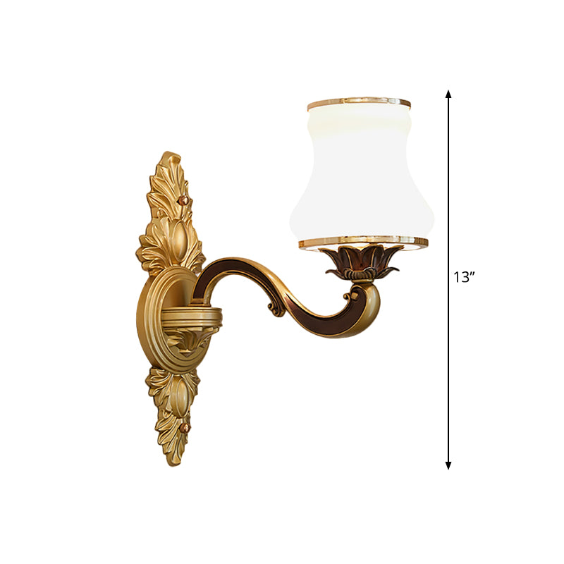 Bell Living Room Wall Lamp Traditional Stylish Milk Glass and Metal 1/2-Head Gold Finish Wall Sconce Clearhalo 'Wall Lamps & Sconces' 'Wall Lights' Lighting' 276242