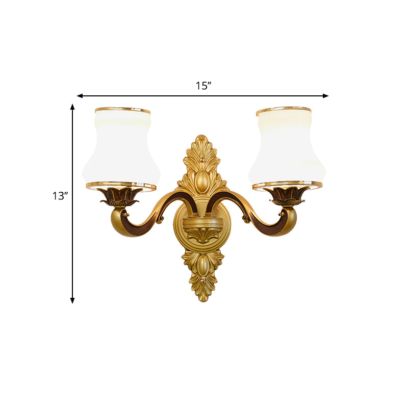 Bell Living Room Wall Lamp Traditional Stylish Milk Glass and Metal 1/2-Head Gold Finish Wall Sconce Clearhalo 'Wall Lamps & Sconces' 'Wall Lights' Lighting' 276247