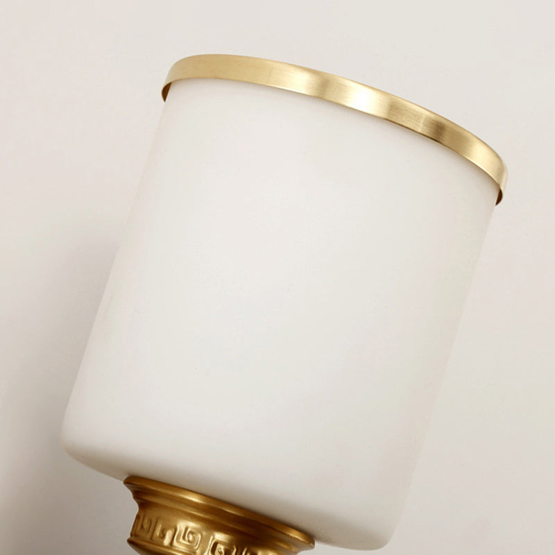 Cylindrical Milk Glass Wall Light Fixture Traditional Style 1/2-Light Living Room Sconce Lighting in Gold Clearhalo 'Wall Lamps & Sconces' 'Wall Lights' Lighting' 276336