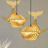 Whale Suspension Pendant Contemporary Wood 1 Bulb Beige Hanging Light Kit for Stairway Clearhalo 'Ceiling Lights' 'Modern Pendants' 'Modern' 'Pendant Lights' 'Pendants' Lighting' 276349