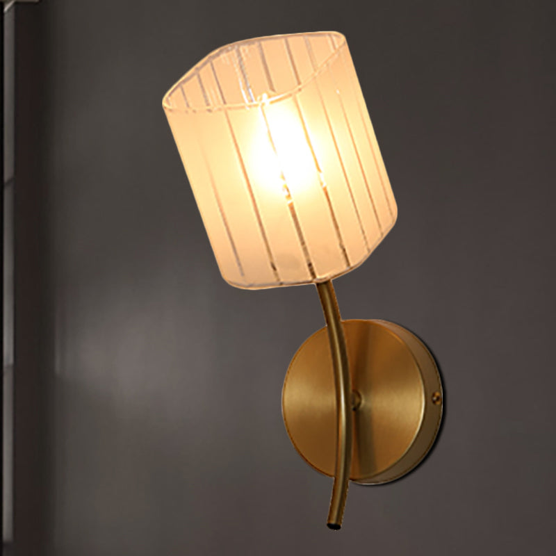 Modern Stylish Rectangular Sconce Lamp 1/2-Light Frosted Glass Wall Lighting Fixture in Gold for Bedroom Clearhalo 'Wall Lamps & Sconces' 'Wall Lights' Lighting' 276355