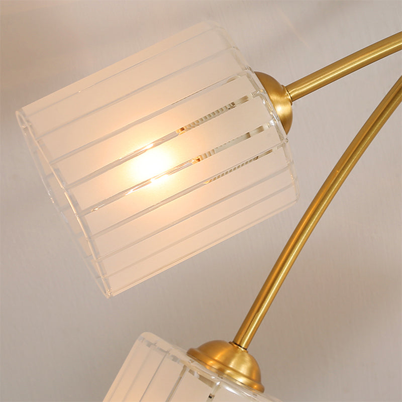 Modern Stylish Rectangular Sconce Lamp 1/2-Light Frosted Glass Wall Lighting Fixture in Gold for Bedroom Clearhalo 'Wall Lamps & Sconces' 'Wall Lights' Lighting' 276364