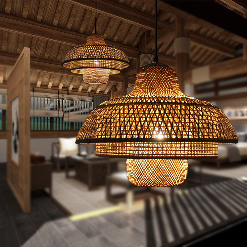 Wood 3-Tier Hanging Lamp Contemporary 1 Head Bamboo Ceiling Pendant Light for Restaurant Wood Clearhalo 'Ceiling Lights' 'Modern Pendants' 'Modern' 'Pendant Lights' 'Pendants' Lighting' 276376