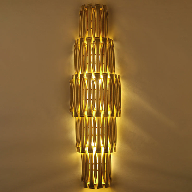 Tiered Aluminum Sconce Light Fixture Traditional Style 4/6 Lights Corridor Wall Mount Light in Gold 6.0 Gold Clearhalo 'Wall Lamps & Sconces' 'Wall Lights' Lighting' 276394