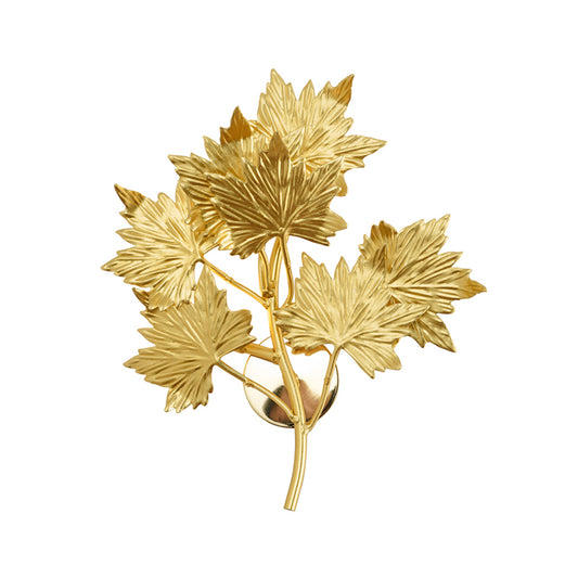 Aluminum Gold Wall Light Fixture Maple Leaf 2/10 Lights Traditional Style Wall Mounted Light for Living Room Clearhalo 'Wall Lamps & Sconces' 'Wall Lights' Lighting' 276414