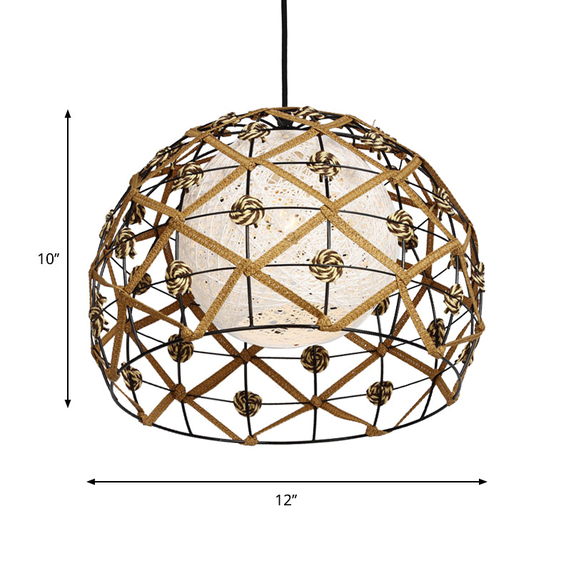 1 Bulb Tearoom Ceiling Light Asian Wood Pendant Light Fixture with Oval/Semicircle/House Bamboo Shade Clearhalo 'Ceiling Lights' 'Modern Pendants' 'Modern' 'Pendant Lights' 'Pendants' Lighting' 276484