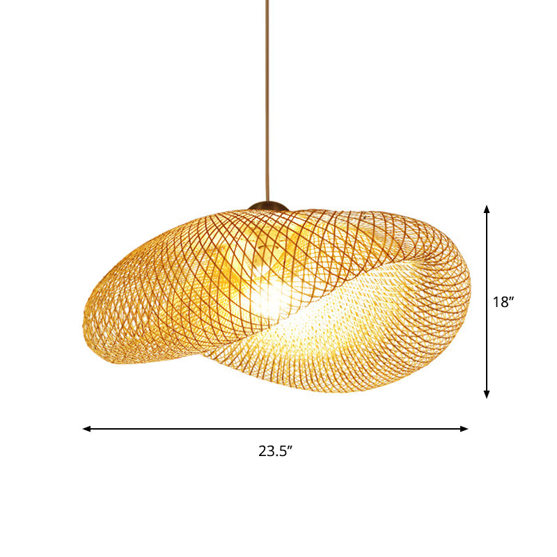 Modernism 1 Bulb Hanging Lamp Wood Handmade Pendant Light Fixture with Bamboo Shade Clearhalo 'Ceiling Lights' 'Modern Pendants' 'Modern' 'Pendant Lights' 'Pendants' Lighting' 276517