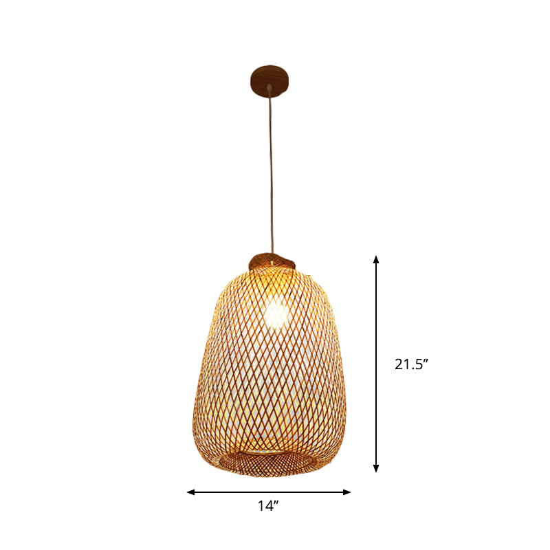 Modernism 1 Bulb Hanging Lamp Wood Handmade Pendant Light Fixture with Bamboo Shade Clearhalo 'Ceiling Lights' 'Modern Pendants' 'Modern' 'Pendant Lights' 'Pendants' Lighting' 276522