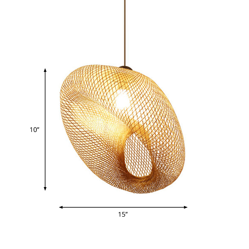 Modernism 1 Bulb Hanging Lamp Wood Handmade Pendant Light Fixture with Bamboo Shade Clearhalo 'Ceiling Lights' 'Modern Pendants' 'Modern' 'Pendant Lights' 'Pendants' Lighting' 276528