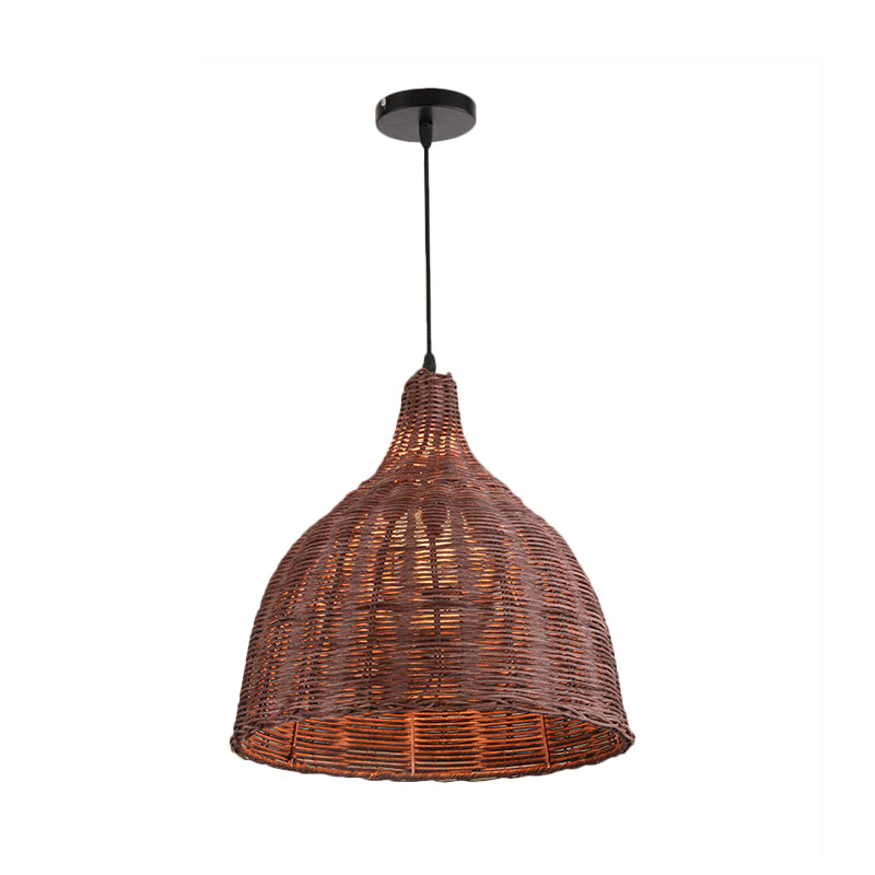 Bamboo Basket/Trumpet Hanging Lamp Contemporary 1 Head Wood Ceiling Pendant Light for Restaurant Clearhalo 'Ceiling Lights' 'Modern Pendants' 'Modern' 'Pendant Lights' 'Pendants' Lighting' 276539