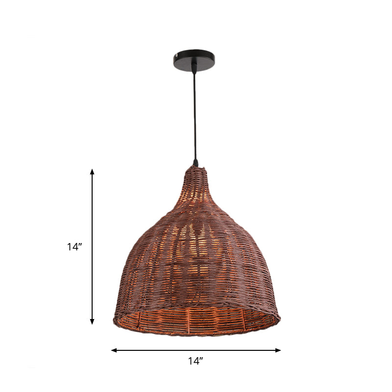 Bamboo Basket/Trumpet Hanging Lamp Contemporary 1 Head Wood Ceiling Pendant Light for Restaurant Clearhalo 'Ceiling Lights' 'Modern Pendants' 'Modern' 'Pendant Lights' 'Pendants' Lighting' 276540