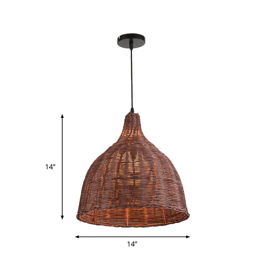 Bamboo Basket/Trumpet Hanging Lamp Contemporary 1 Head Wood Ceiling Pendant Light for Restaurant Clearhalo 'Ceiling Lights' 'Modern Pendants' 'Modern' 'Pendant Lights' 'Pendants' Lighting' 276540