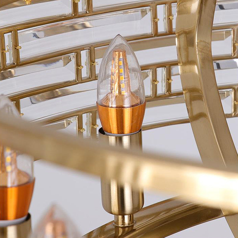 Gold Rectangle Island Lamp Modernist 8 Heads Crystal Pendant Light Fixture for Living Room Clearhalo 'Ceiling Lights' 'Island Lights' Lighting' 276553