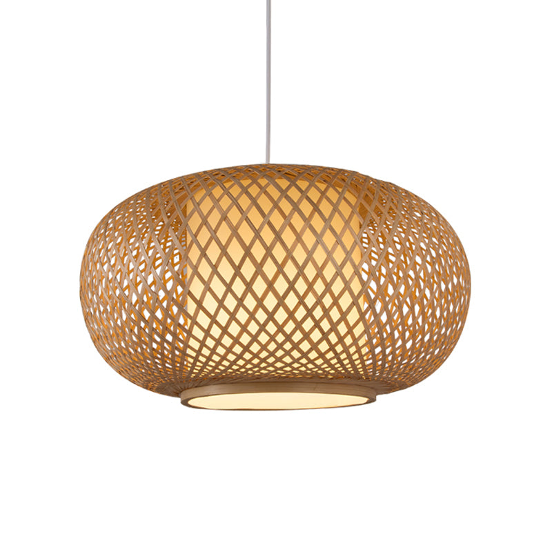 Lantern Pendant Lighting Tradition Bamboo 1 Bulb 16"/19.5" Wide Wood Hanging Lamp Kit Clearhalo 'Ceiling Lights' 'Modern Pendants' 'Modern' 'Pendant Lights' 'Pendants' Lighting' 276558