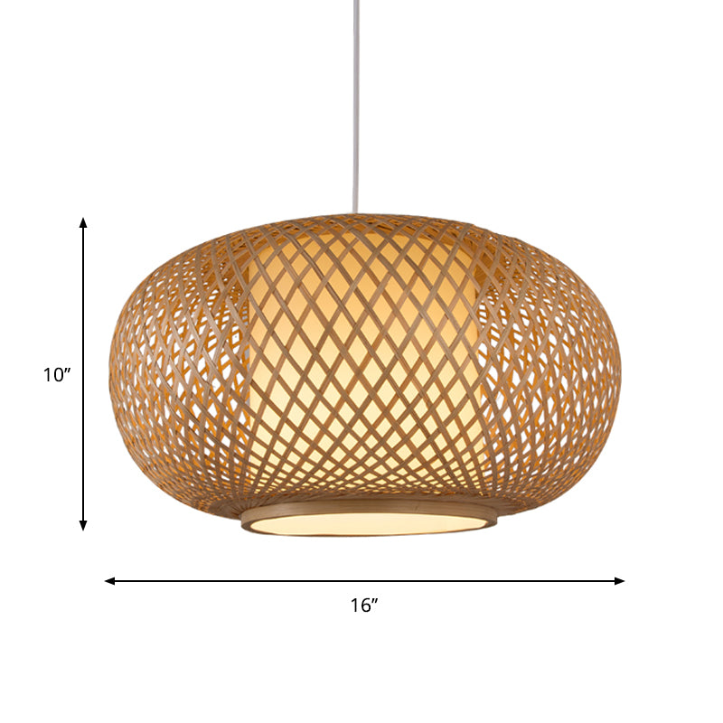 Lantern Pendant Lighting Tradition Bamboo 1 Bulb 16"/19.5" Wide Wood Hanging Lamp Kit Clearhalo 'Ceiling Lights' 'Modern Pendants' 'Modern' 'Pendant Lights' 'Pendants' Lighting' 276559