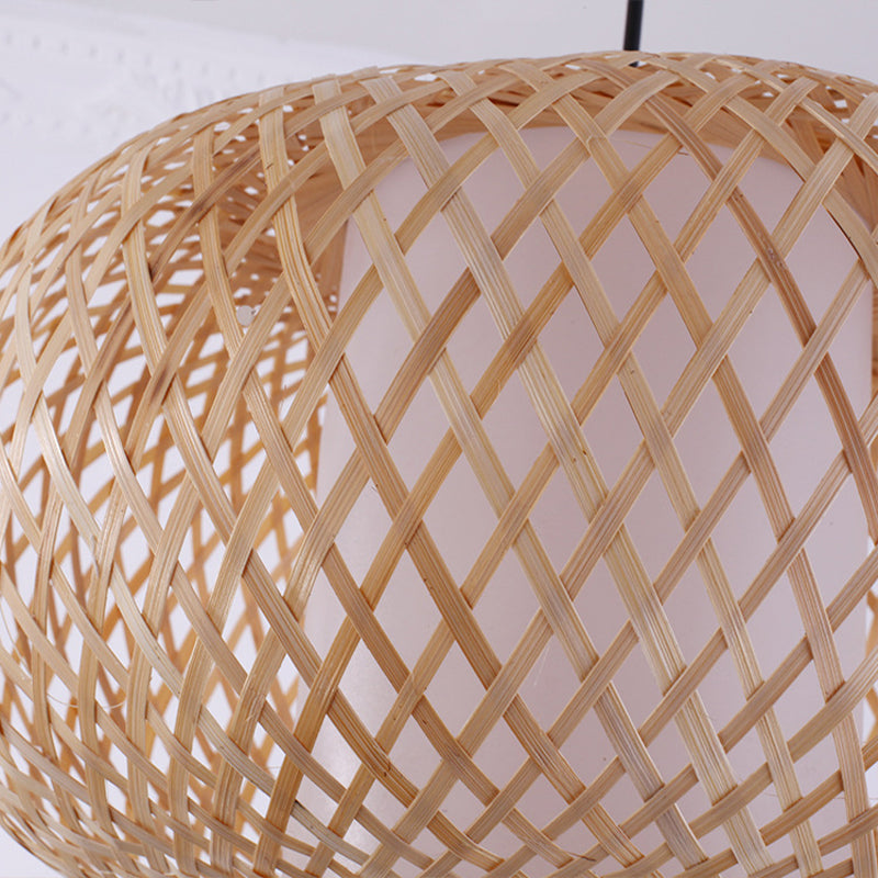 Lantern Pendant Lighting Tradition Bamboo 1 Bulb 16"/19.5" Wide Wood Hanging Lamp Kit Clearhalo 'Ceiling Lights' 'Modern Pendants' 'Modern' 'Pendant Lights' 'Pendants' Lighting' 276560