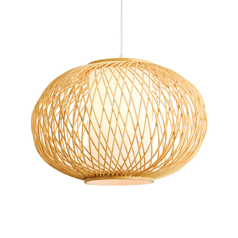 Lantern Pendant Lighting Tradition Bamboo 1 Bulb 16"/19.5" Wide Wood Hanging Lamp Kit Clearhalo 'Ceiling Lights' 'Modern Pendants' 'Modern' 'Pendant Lights' 'Pendants' Lighting' 276565