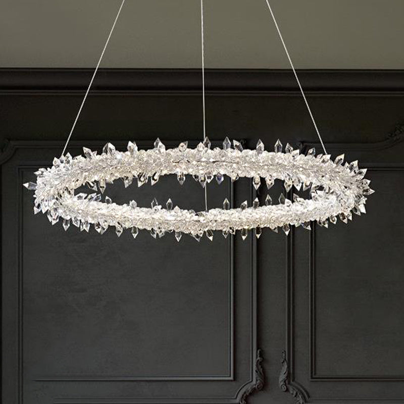 Brass Circular Chandelier Lamp Modernist LED Crystal Ceiling Pendant Light for Living Room Clearhalo 'Ceiling Lights' 'Chandeliers' 'Modern Chandeliers' 'Modern' Lighting' 276574