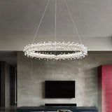 Brass Circular Chandelier Lamp Modernist LED Crystal Ceiling Pendant Light for Living Room Clearhalo 'Ceiling Lights' 'Chandeliers' 'Modern Chandeliers' 'Modern' Lighting' 276575