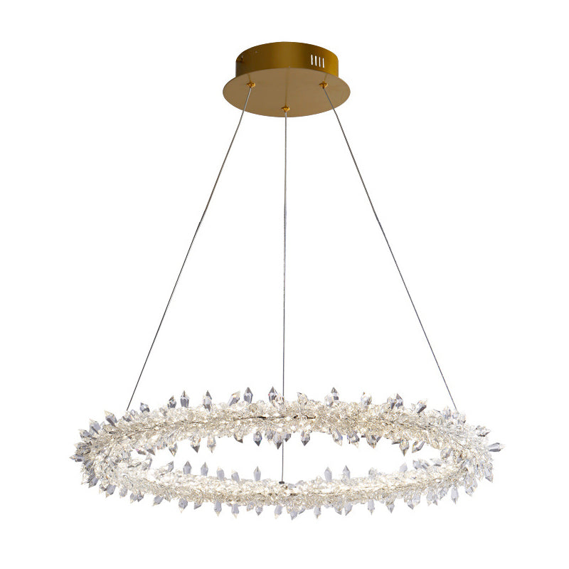 Brass Circular Chandelier Lamp Modernist LED Crystal Ceiling Pendant Light for Living Room Clearhalo 'Ceiling Lights' 'Chandeliers' 'Modern Chandeliers' 'Modern' Lighting' 276577