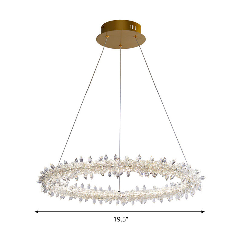 Brass Circular Chandelier Lamp Modernist LED Crystal Ceiling Pendant Light for Living Room Clearhalo 'Ceiling Lights' 'Chandeliers' 'Modern Chandeliers' 'Modern' Lighting' 276578