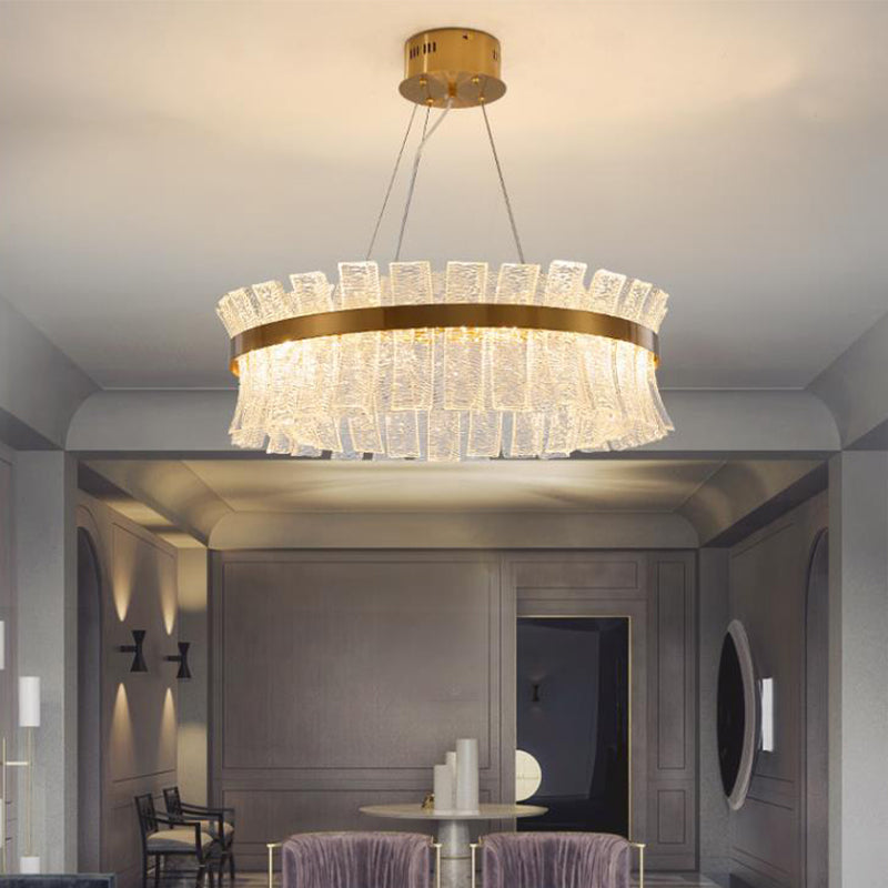 Round Ceiling Chandelier Contemporary Crystal LED Brass Hanging Pendant Light for Living Room Brass Clearhalo 'Ceiling Lights' 'Chandeliers' 'Modern Chandeliers' 'Modern' Lighting' 276580