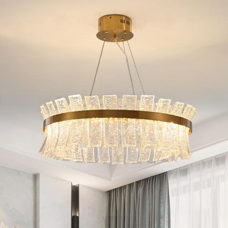 Round Ceiling Chandelier Contemporary Crystal LED Brass Hanging Pendant Light for Living Room Clearhalo 'Ceiling Lights' 'Chandeliers' 'Modern Chandeliers' 'Modern' Lighting' 276581