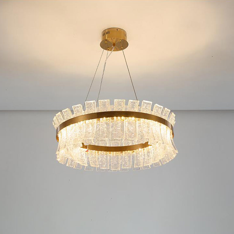 Round Ceiling Chandelier Contemporary Crystal LED Brass Hanging Pendant Light for Living Room Clearhalo 'Ceiling Lights' 'Chandeliers' 'Modern Chandeliers' 'Modern' Lighting' 276582