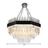 Layered Chandelier Lighting Modern Beveled Crystal 10 Bulbs Suspension Pendant Light in Silver Clearhalo 'Ceiling Lights' 'Chandeliers' 'Modern Chandeliers' 'Modern' Lighting' 276591